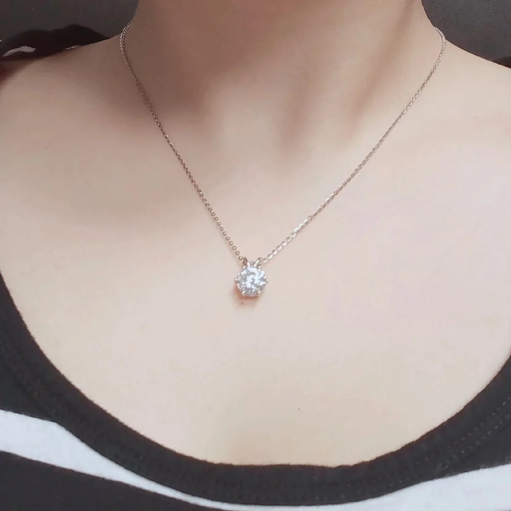 3 ct center stone round brilliant cut VVS1 necklace